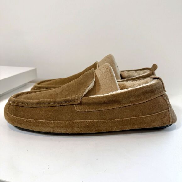 Eddie Bauer Loafer Moccasin Slippers  Suede Leather Jesse Tan Sz 13 XXL - Picture 1 of 9